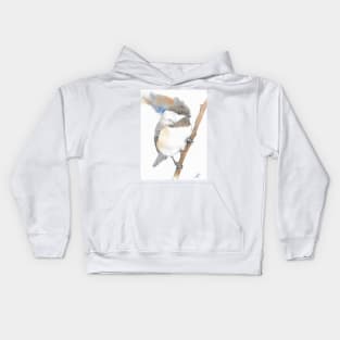 Black-capped Chickadee Poecile atricapillus watercolor portrait white Kids Hoodie